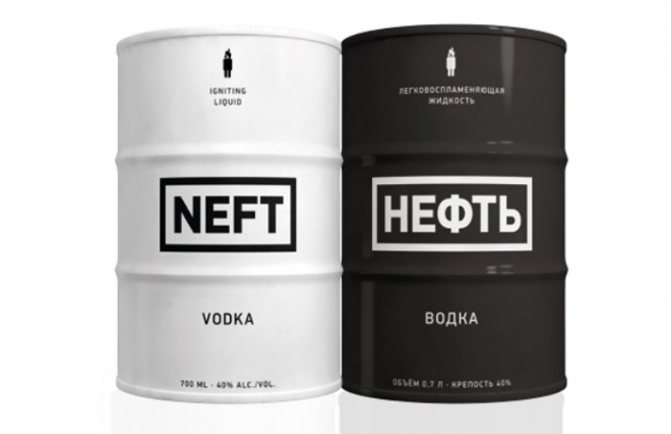 Подлинная упаковка водки Neft